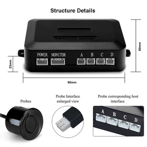 الصمام استشعار وقوف السيارات الخلفية عرض 4 أجهزة استشعار السيارات وقوف السيارات رصد الرادار نظام كاشف للماء باركترونيك - Product Image 3
