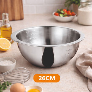 Bol doseur léger en acier inoxydable de qualité supérieure, 26 cm, antiadhésif, compatible lave-vaisselle, pour la préparation et le mélange en cuisine professionnelle - Product Image 2