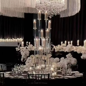 Candelabro Acrílico Moderno de 3, 5, 8 y 10 Brazos, Centro de Mesa para Bodas, Decoración para Mesa de Boda - Product Image 1