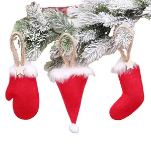 Fabrik direkt Großhandel Filz Baum Santa Claus Stiefel Handschuh Socke Geschenk hängen Tags mit benutzer definierten Etikett