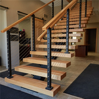 Rampe d'escalier en bois à prix compétitif, main courante, escalier en plexiglas le plus vendu, escalier autoportant