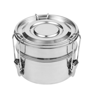 DFL01 Lonchera Redonda Portátil Hermética, Contenedor de Alimentos de Acero Inoxidable, Lonchera Metálica para Estudiantes y Adultos - Product Image 1