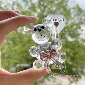 Orsetto in Cristallo, Regalo per Feste di Compleanno, Omaggio per Bambino/a, Rosa e Blu - Product Image 5