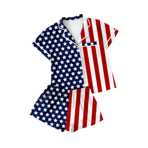 Pre-orden MOQ 5: Ropa de moda para niñas pequeñas con estampado del 4 de julio, tela suave de spandex/algodón orgánico y seda de leche. - Product Image 1