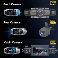 Caméra embarquée 3 objectifs HD 1080P, enregistreur de conduite 3 canaux avant, intérieur et arrière avec écran LCD 3 pouces, caméscope de voiture