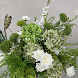 DKB lancia il nuovo prodotto: sfere di fiori artificiali verdi e bianchi, sfere di fiori in seta per decorazioni di matrimoni interne ed esterne - Product Image 5