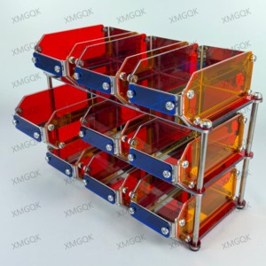 Bauhaus Style Transparent Acrylic Desktop <b>Storage</b> <b>Box</b> Office Desk Organizer <b>Storage</b> Rack for Cosmetic Stationery Home Use - Product Image 1