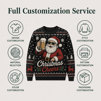 Pull fin d'hiver col rond pour homme, motif Père Noël, tricot personnalisé, vente en gros pour acheteurs de marques (ODM)