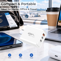 Adaptateur de charge rapide US 45W PD QC3.0, trois ports USB-A, double type-C, pour hôtel, maison, bureau C92