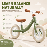 Vélo d'équilibre rétro vert menthe pour enfants, cadre en acier/alliage d'aluminium pas cher, pneus gonflables de 10 pouces, vélo d'apprentissage sans pédales, cuir
