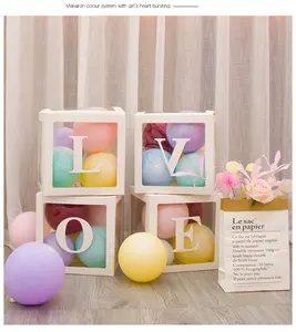 Caixa de papel de presentes do chuveiro do bebê, caixa branca de balão para decoração da festa