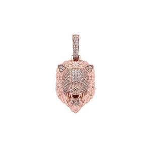 Collar con Colgante de León Rugiente de Cobre Dorado con Diamantes de Imitación para Hombre, Joyería de Moda Hip Hop Iced Out - Product Image 6