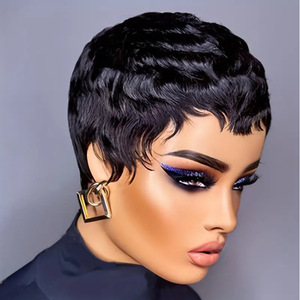 Peluca corta y rizada Ruiyi con flequillo lateral, cabello sintético de alambre de alta temperatura para cualquier forma de rostro, A1171 - Product Image 3