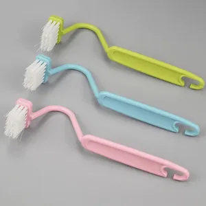 Brosse de nettoyage de toilettes en plastique courbée en forme de V pour les coins et les rebords de la salle de bain, des fenêtres et des bords de toilettes de cuisine - Product Image 3