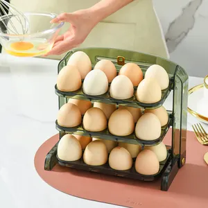 Dispensador de ovos de 3 camadas, dispensador de peças para cozinha com cabo, organizador para ovo, geladeira, porta, recipiente de armazenamento
