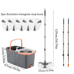 Easy Spinning Floor Cleaning <b>Mop</b> Bucket Set <b>Microfiber</b> Rotating <b>Mop</b> with Wheel Pedal for Household - Product Image 2