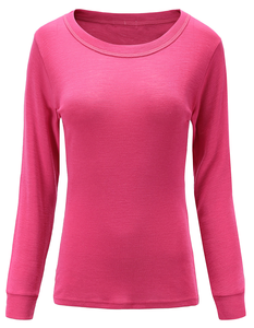 Low MOQ Custom <strong>Ladies</strong> Merino Wool Underwear <strong>Long</strong> Sleeve Women Thermal Merino Wool Base Layer Top - Product Image 3