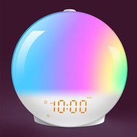Réveil numérique avec fonction Snooze, lumière d'ambiance 7 couleurs, veilleuse, réveil matinal
