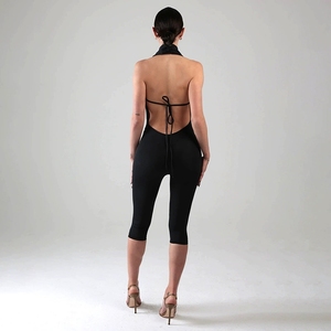 71 Mono de verano y primavera con cuello halter, espalda descubierta, cordones, color liso, de siete piezas - Product Image 4
