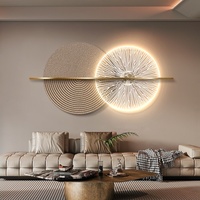 Lampe murale moderne de luxe en métal 3D et acrylique, peinture murale abstraite pour fond de canapé, décoration d'intérieur haut de gamme dorée, option de suspension