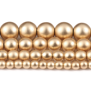 Wholesale Round <span class=keywords><strong>2</strong></span>/3/4/6/8MM Frosted Matte Light Gold Hematite Stone BeadsためJewelry Making DIY - Product Image 2