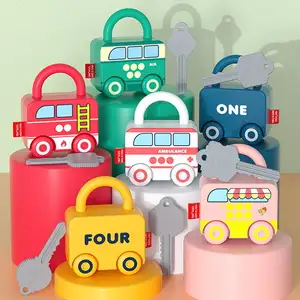 Skylety 6 adet kilit ve oyuncak öğrenme kilitleri ile anahtar numaraları sayma eğitim okul öncesi oyunları