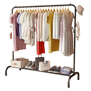 Clothes Rack Floor Standing Single Pole 130cm Width With Shoe Shelf For Bedroom Dormitory Home Use - Product Image 5