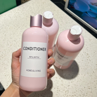 Emballage cosmétique, flacon pompe rose 350ml/500ml pour shampoing et lotion corporelle, avec logo personnalisé, matériau PET, emballage pour soins de la peau