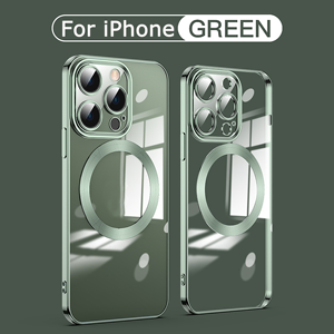 Coque de téléphone de placage magnétique de charge sans fil colorée transparente pour iPhone 15 14 Pro Max pour Samsung 24 23 pour <span class=keywords><strong>Google</strong></span> <span class=keywords><strong>7</strong></span> 8 pro - Product Image 2