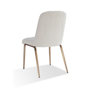Sillas de comedor plegables modernas Rise de 19 pulgadas con tapicería suave ecológica de boucle, juego de 2 en bronce blanco - Product Image 2
