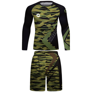 Camuflaje poliéster Spandex Rash Guard Activewear hombres MMA Kimono Jiu-Jitsu brasileño Grappling <span class=keywords><strong>tatuaje</strong></span> ropa deportiva ajustada - Product Image 1