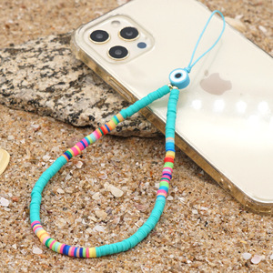 Breloques de téléphone, chaînes à perles, pendentifs pour sangle de téléphone portable, noir et blanc, argile polymère souple, bijoux de téléphone, cordon - Product Image 5