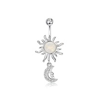 Anneau de nombril en acier chirurgical couleur argent lune papillon étoile coeur pour femmes nombril Piercing bijoux de corps vente en gros