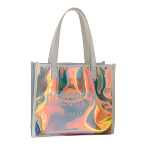 Sac de shopping holographique transparent en PVC avec poignée en PU, sac à main transparent effet gelée laser pour les trajets quotidiens, personnalisation du logo prise en charge - Product Image 1