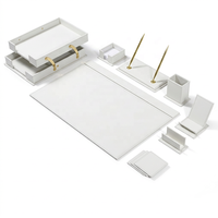 Ensemble de bureau de luxe en cuir PU, organiseur de bureau, accessoires de bureau, sous-verres en cuir, sets de table, organiseurs de documents