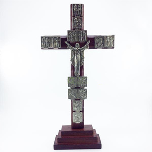 KOMI in legno massello incastonato in lega di zinco quattordici tramite Dolorosa statue galleggianti parete in piedi croce decorazione - Product Image 6