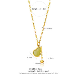 Collier personnalisé avec logo, en acier inoxydable plaqué or 18 carats, résistant à l'eau et inaltérable, motif gourde, pour femme - Product Image 6