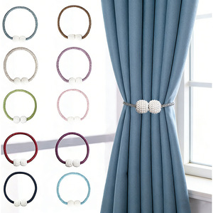 Cross-border Pearl <b>Clip</b> Curtain Tieback Accessories <b>Buckle</b> No-Drill Round Chemical Fiber Shabby Chic Curtain <b>Clip</b> Rope - Product Image 2
