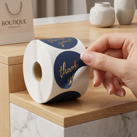 Etiquetas Adhesivas de Agradecimiento con Papel Dorado para Pequeñas Empresas - Etiquetas de Embalaje Personalizadas al por Mayor para Shopify y Etsy - Rollo Impermeable
