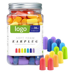84 زوجًا من سدادات الأذن الإسفنجية الناعمة لتقليل الضوضاء أثناء النوم بقوة 32 ديسيبل مع وعاء - Product Image 1