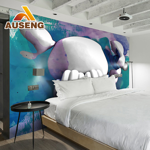 Giảm giá sốc! Giấy dán tường trang trí nội thất 3D hình cây cọ, dùng cho phòng khách sạn, nhà hàng, chống thấm nước - Product Image 5