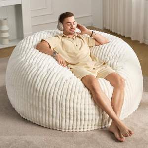 Grand fauteuil paresseux géant et moelleux, <span class=keywords><strong>pouf</strong></span> sac de rangement, avec logo personnalisé, rembourrage inclus et housse lavable pour adultes - Product Image 1