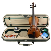 Violon artisanal de taille 4/4 en bois massif, copie Stradivari, son profond et puissant, avec chevalet, cordes, archet, étui oblong et kit