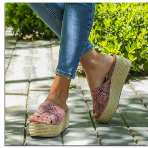 <span class=keywords><strong>Zapatos</strong></span> informales planos de piel sintética con estampado de animales para mujer, alpargatas de yute con estampado de serpiente, cajas de papel de cuña - Product Image 6