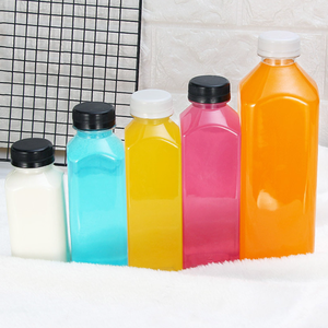 Wholesale 8oz 12oz 16oz <b>clear</b> Food Grade Pet square Beverage Plastic Juice and <b>Water</b> <b>Bottle</b> with Cap - Product Image 6