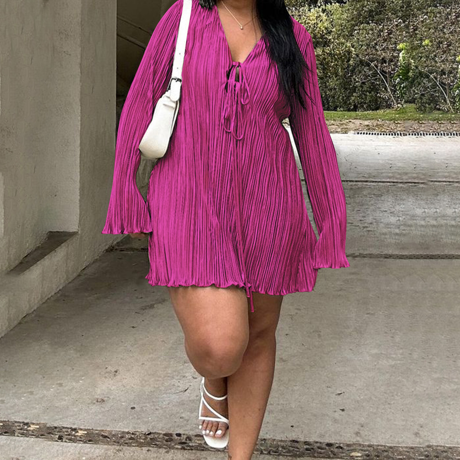 slim fit dress slacks Whisper Plus Size Navy Fit and Flare Cocktail Dress– Hello Curve main image 0