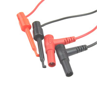 Jialun Electronics Kabel Uji Multimeter Digital dengan Konektor Pisang 4mm dan Adaptor Pengait serta Kabel PVC Merah/Hitam