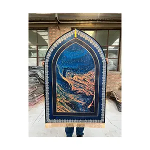 Fourniture directe par le fabricant de tapis de culte en flanelle imprimée épaissie tapis de prière islamique tapis de culte musulman adulte