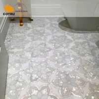 Mosaïque de carreaux en marbre grec naturel poli CTS Thassos White Stone, motif étoile, mélange de nacre, découpe jet d'eau