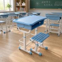 Ensemble de mobilier scolaire : bureau et chaise pour étudiant, idéal pour l'apprentissage à domicile, bureau d'étude pour enfants, ensemble chaise et bureau en plastique.